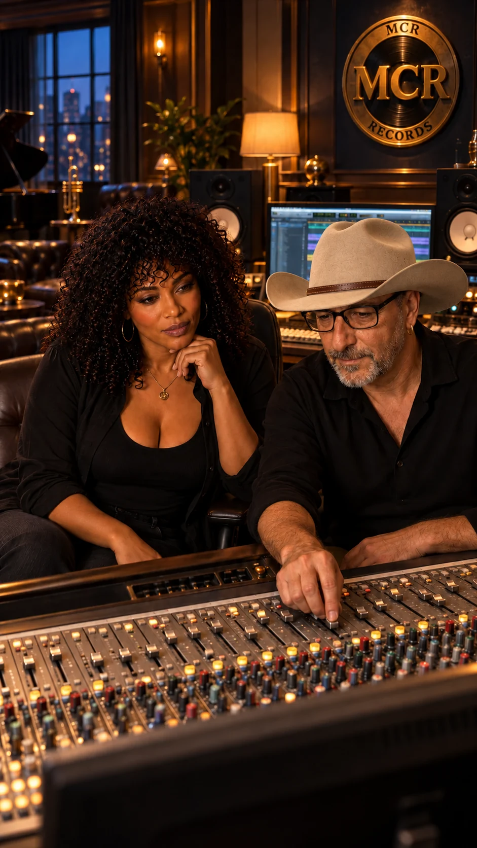 Michael and Mavis at the mixing desk